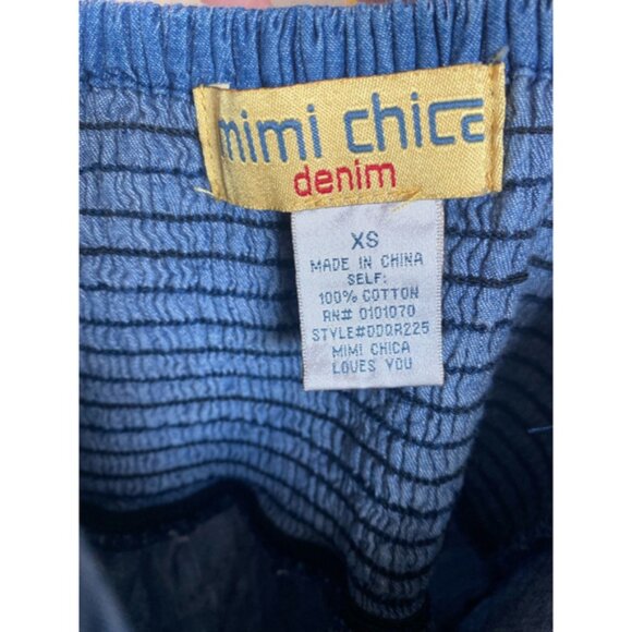 Mimi Chica Denim Mini Dress Lightweight 100 Cotton Smocked Spring Summer - Picture 5 of 7